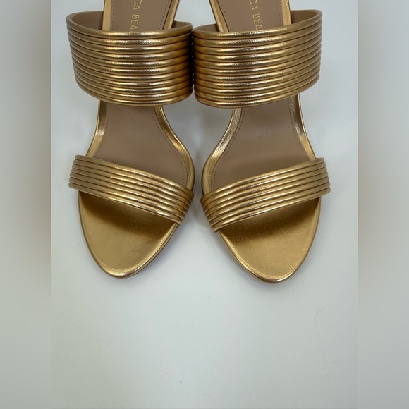 Veronica Beard Asha Mignon High Heel Gold Metallic Strappy Stiletto Sandals SZ 6 - Picture 13 of 17
